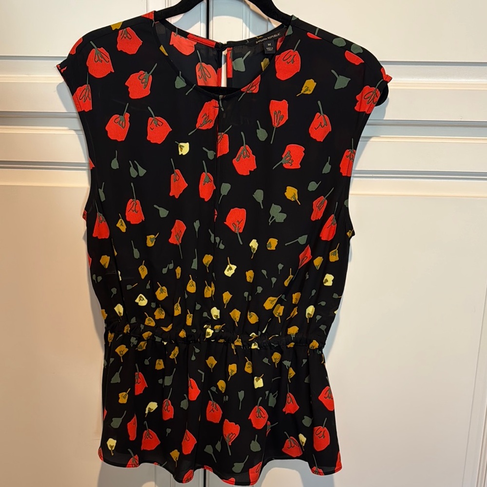 Banana Republic Black Floral Blouse